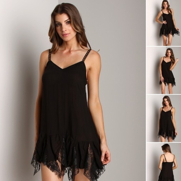 Free People Voile Godet Slip Black - Picture 3 of 12